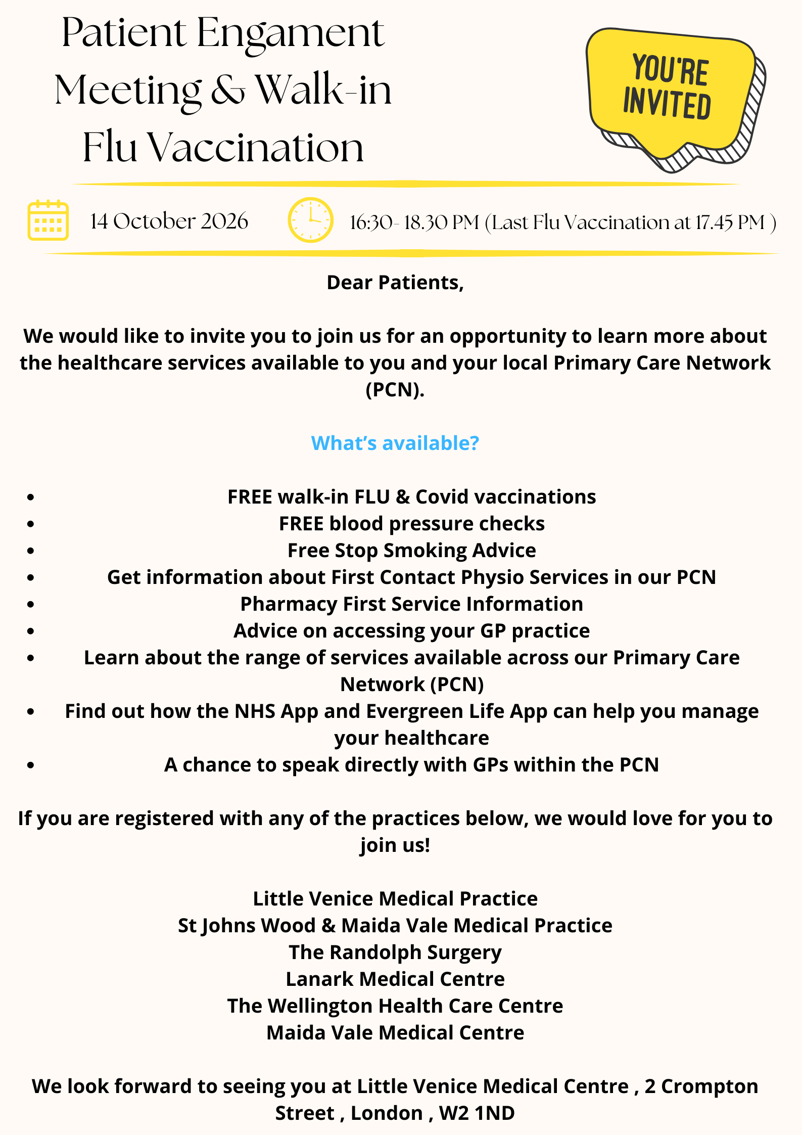 Meeting & Walk-in Flu Vaccination event